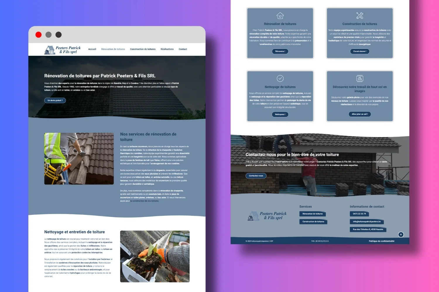 toitures patrick peeters website mockup